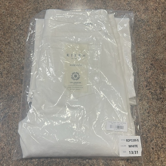 Risen Odette Wide Leg High Rise Jeans White Stretch Womens Size 13 - Picture 12 of 12